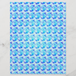 Blue Abstract Roses Scrapbook Paper 2-Sided Page