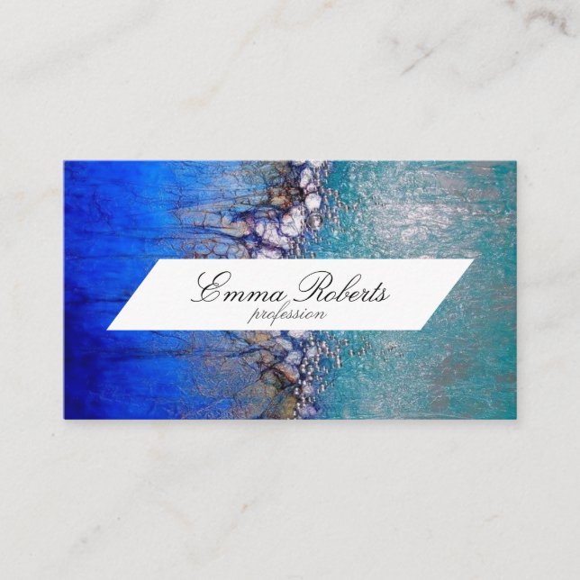 Blue Abstrakt Art Business Card Visitenkarte (Vorderseite)