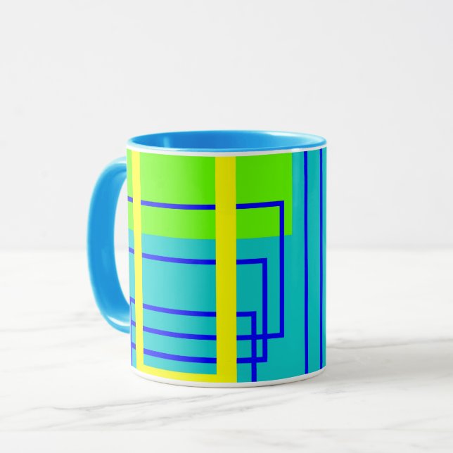 Blue Abstrakt Art Line Art Tasse Cup (Vorderseite Links)