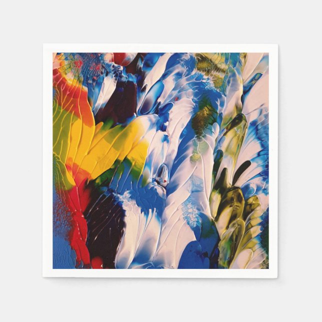 Blue Abstrakt Art Standard Cocktail Napoleon Serviette (Vorderseite)