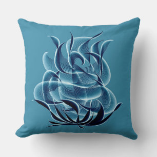 Blue Abstrakt Blue Rose Throw Kissen