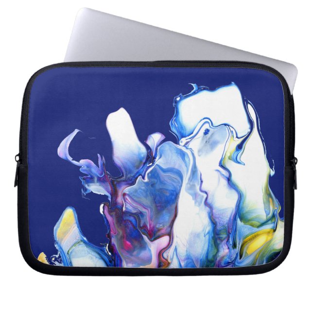 Blue Abstrakt Fluid Art Laptop Sleeve (Vorderseite)