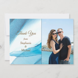 Blue Abstrakt Foto Template Wedding Vielen Dank Dankeskarte