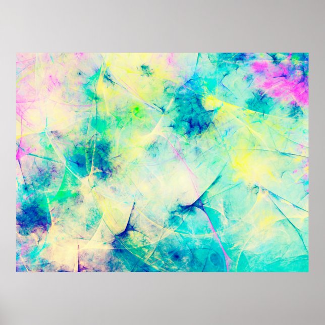 Blue abstrakt Fraktal Hintergrund 3d rendering3d,  Poster (Vorne)