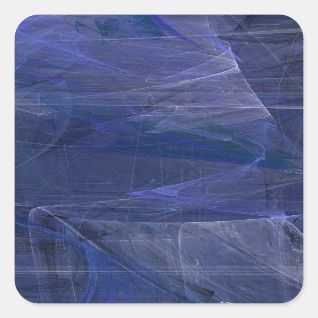Blue Abstrakt Fraktal Square Sticker (Vorderseite)