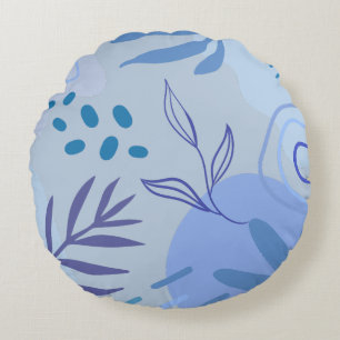 Blue Abstrakt Garden Round Pillow Rundes Kissen