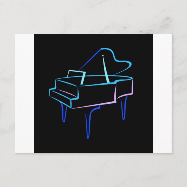 Blue Abstrakt Grand Piano Postkarte (Vorderseite)