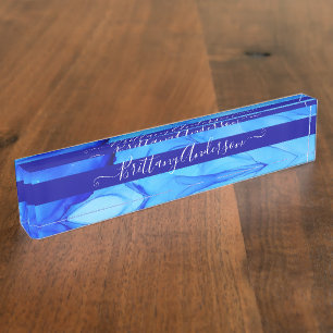 Blue Abstrakt Ink Blot Beautiful Custom Namensplakette