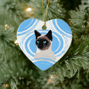 Blue Abstrakt Lucky Siamese Owner Ornament