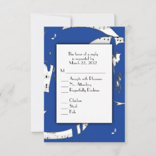 Blue Abstrakt Music UAWG with Menu Choice RSVP Karte