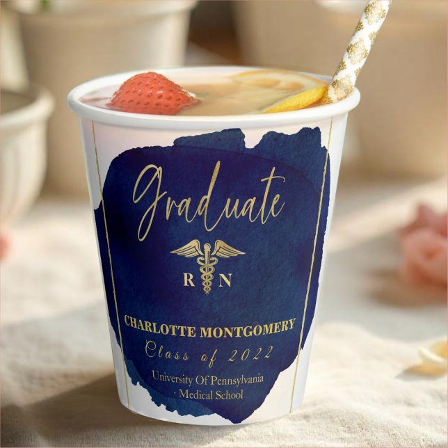 Blue Abstrakt Nurse Medical Caduceus Abschluss Pappbecher (Von Creator hochgeladen)