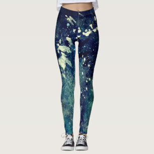 Blue Abstrakt Paint Spritzer Leggings