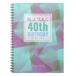 Blue Abstrakt pastel 40. Geburtstag Gast Book 4a Notizblock