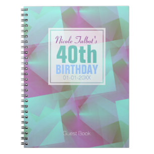 Blue Abstrakt pastel 40. Geburtstag Gast Book 4a Notizblock