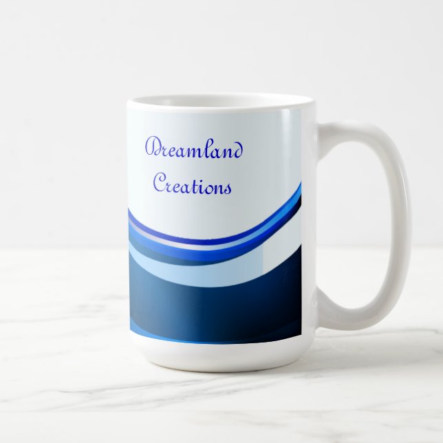BLUE ABSTRAKT PERSONALISIERTE MUG-VORLAGE TASSE (Rechts)