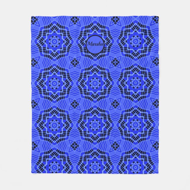 Blue Abstrakt Star Blume Fleece (Vorderseite)