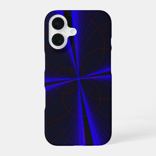 Blue Accent Clover Leaf Geometric iPhone 16 Case Hülle (Rückseite)