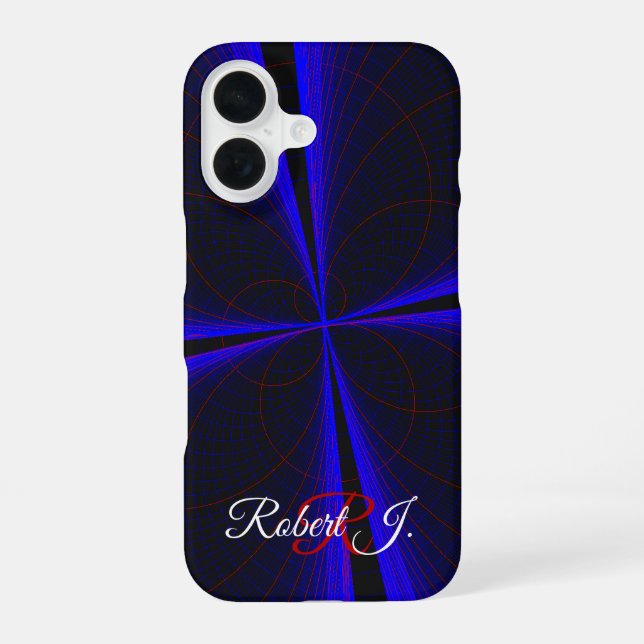 Blue Accent Clover Leaf Geometric iPhone 16 Case Hülle (Rückseite)