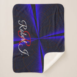 Blue Accent Clover Leaf Geometric Sherpa Blanket Sherpadecke