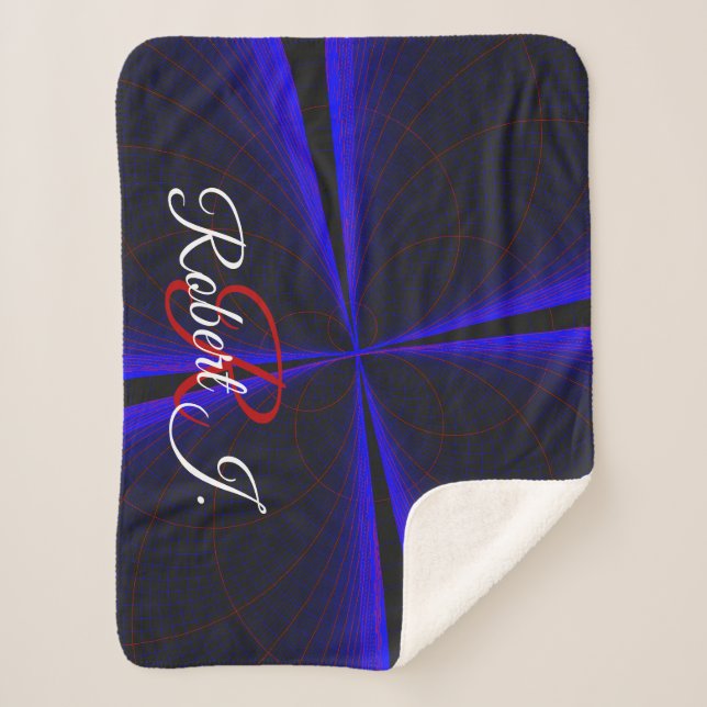 Blue Accent Clover Leaf Geometric Sherpa Blanket Sherpadecke (Vorderseite)