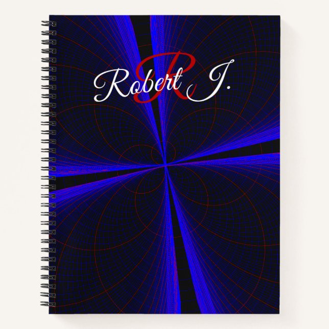 Blue Accent Clover Leaf Geometric Spiral Notebook Notizbuch (Vorderseite)