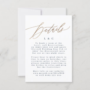 Blue Accommodation Gold Wedding Details Cards RSVP Karte