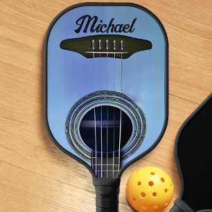 Blue Acoustic Guitar Guitarist Instrument Name Pickleball Schläger