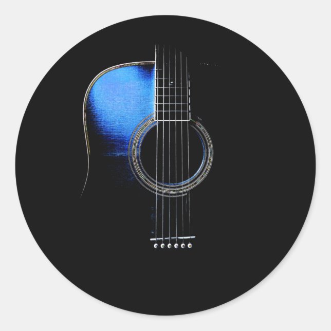 Blue Acoustic Guitar Sticker (Vorderseite)