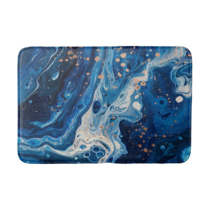 Blue Acrylic Pour Graphic Hübsch Ocean Water Lake Badematte