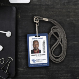 Blue Add Your Logo Bar Code & Foto Ausweis