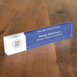 Blue Add Your Logo Office-Schreibtisch-Namensschil Namensplakette