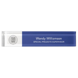 Blue Add Your Logo Office-Schreibtisch-Namensschil Namensplakette