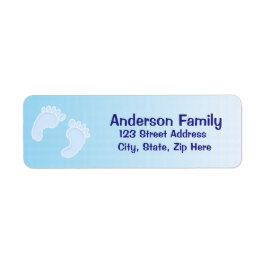 Blue Address Label für Baby Boy Footprint