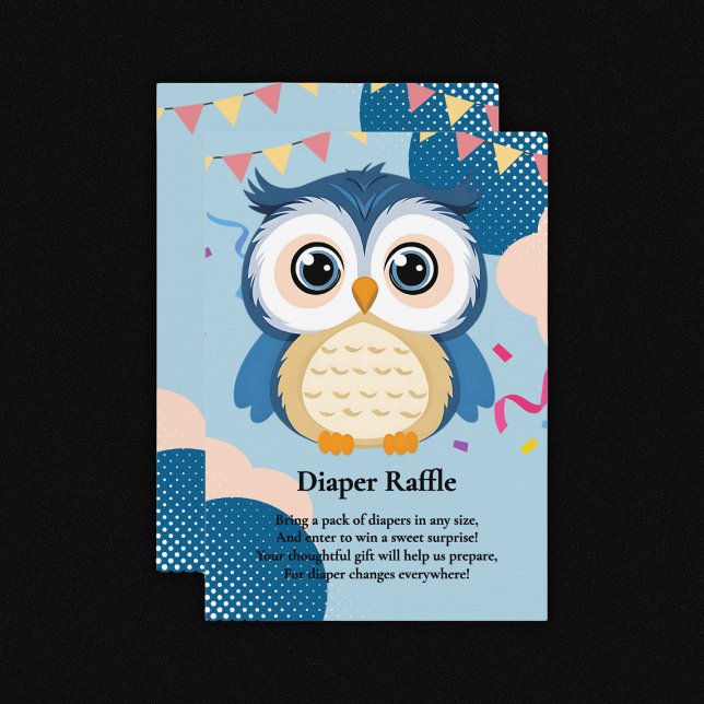 Blue Adorable Woodland Baby Owl Baby Dusche Begleitkarte (Von Creator hochgeladen)