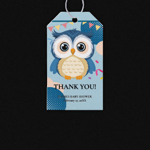 Blue Adorable Woodland Baby Owl Baby Dusche Geschenkanhänger