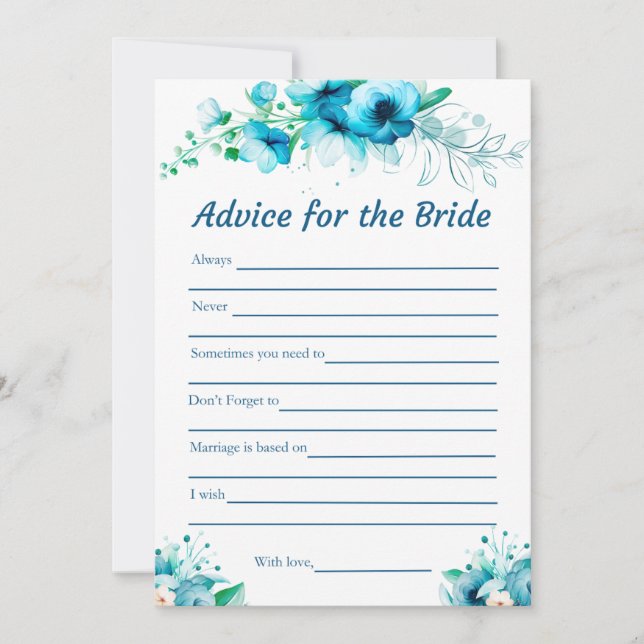 Blue Advice für die Bride Brautparty Game Card Einladung (Vorderseite)
