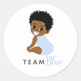 Blue African American Baby Boy Gender Reveal Runder Aufkleber