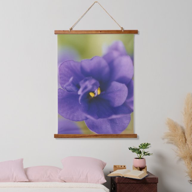 Blue African Violet Saintpaulia Wandteppich Mit Holzrahmen (Schlafzimmer)