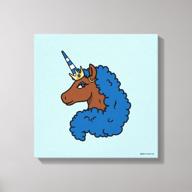 Blue Afro Unicorn Leinwanddruck (Vorderseite)