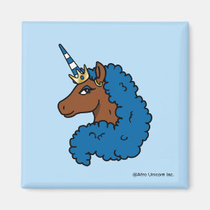 Blue Afro Unicorn Magnet