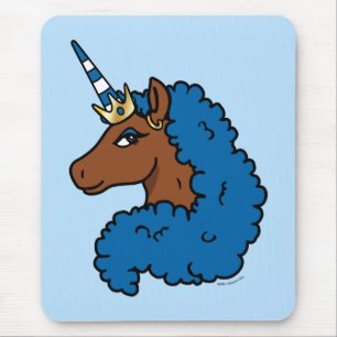 Blue Afro Unicorn Mousepad