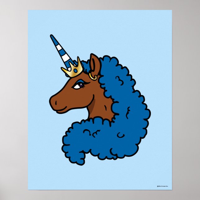 Blue Afro Unicorn Poster (Vorne)