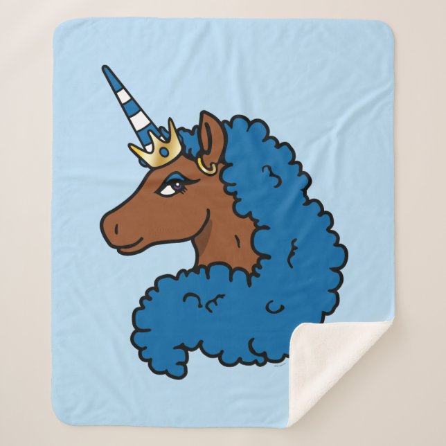 Blue Afro Unicorn Sherpadecke (Vorderseite)