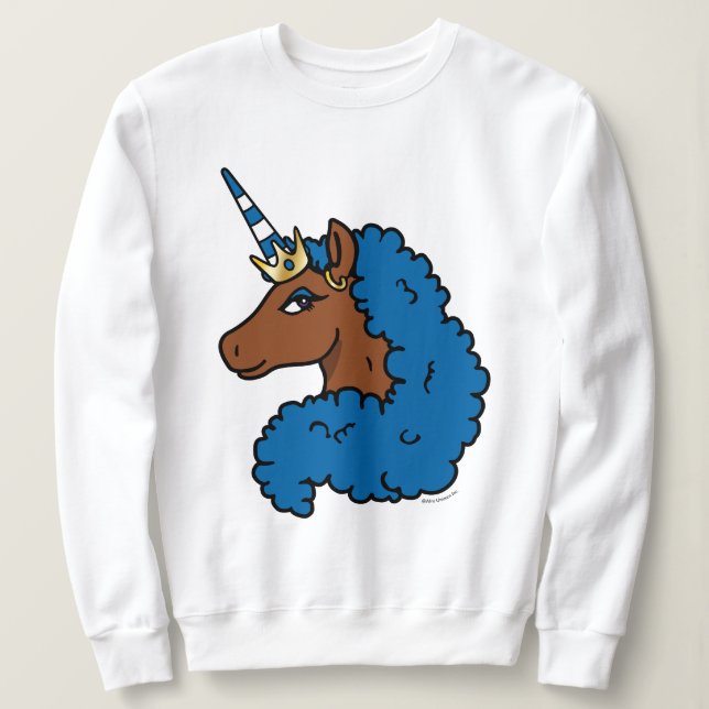 Blue Afro Unicorn Sweatshirt (Design vorne)