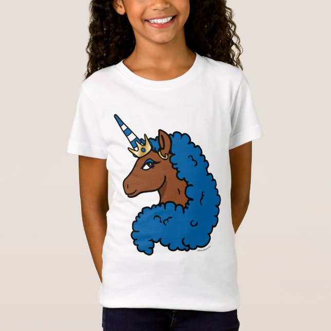Blue Afro Unicorn T-Shirt (Vorderseite)