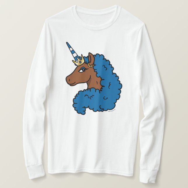 Blue Afro Unicorn T-Shirt (Design vorne)