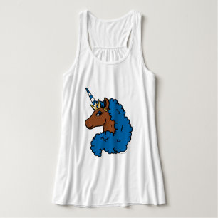 Blue Afro Unicorn Tank Top