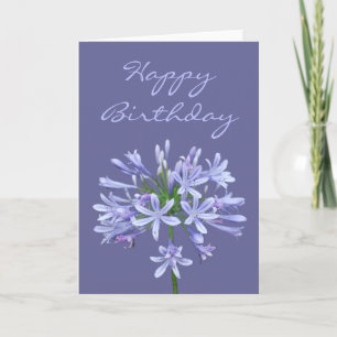 Blue Agapanthus Happy Birthday Karte