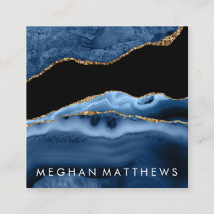 Blue Agate Beauty Stylist Square Business Card Quadratische Visitenkarte