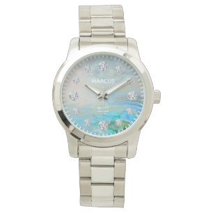 Blue Agate Diamond Dial Custom Armbanduhr